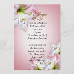 Celebration of life watercolor amaryllis invitation