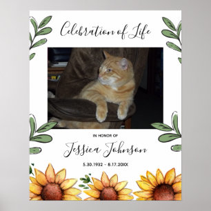 Celebration of Life Watercolor Sunflower One Photo Poster