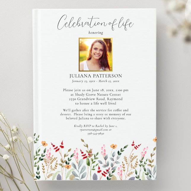 Celebration of Life Wildflower Funeral Photos Invitation (Creator Uploaded)