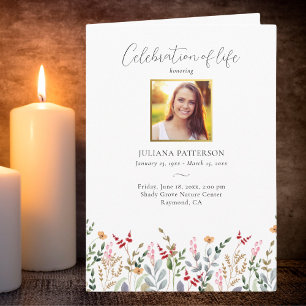 Celebration of Life Wildflower Funeral Photos Programme