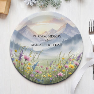 Celebration Of Life Wildflowers Mountains Paper Plate