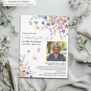 Celebration Of Life Wildflowers Photo Invitation