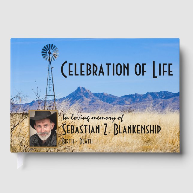 Celebration Of Life Windmill Memorial Custom Photo Guest Book (Front)