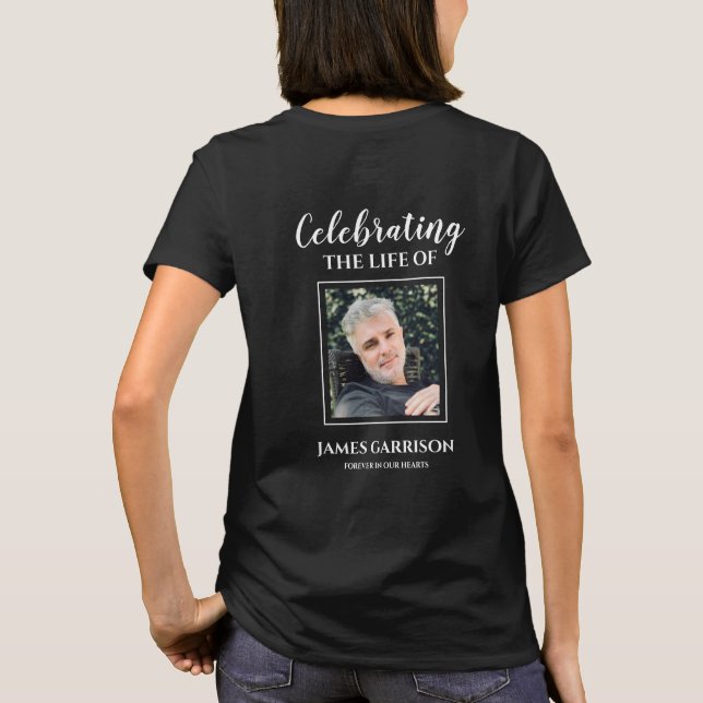Celebration Of Life With Picture on Back Memorial T-Shirt (Back)