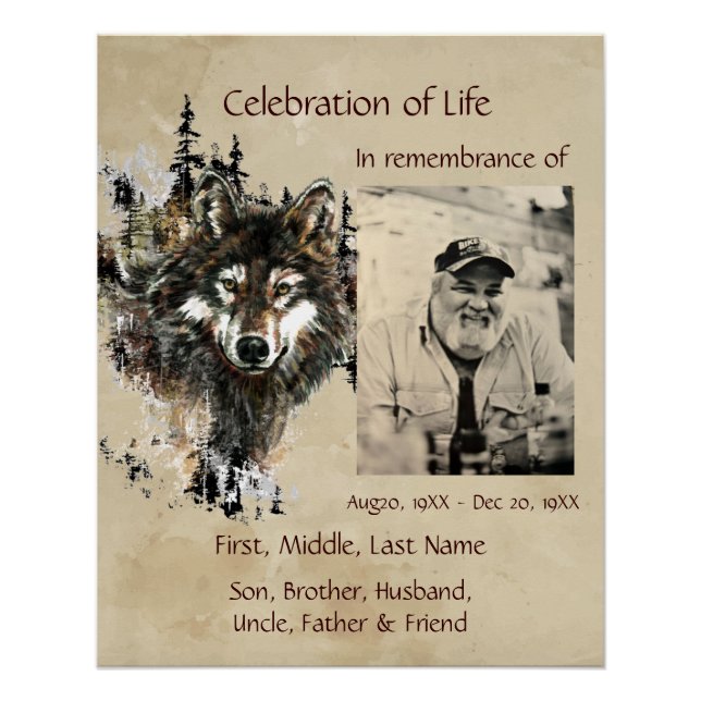 Celebration of Life Wolf Poster (Front)
