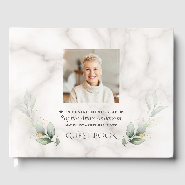 Celebration of Life Woman Photo Funeral Memorial  Guest Book (Front)