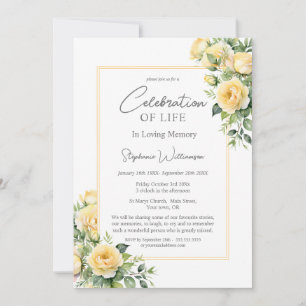 Celebration of Life Yellow Roses Invitation