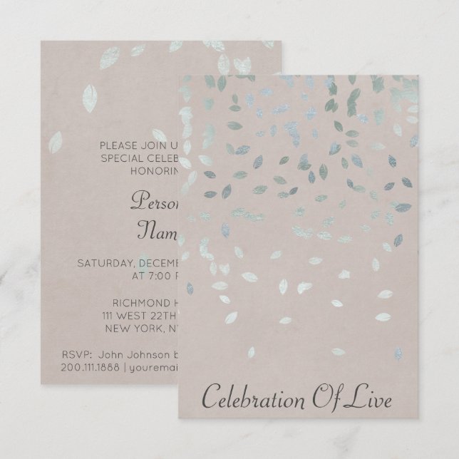 Celebration of Live Vip Silver Pastel Invitation (Front/Back)