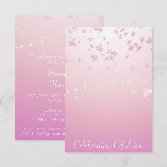 Celebration of Live Vip Silver Pink Invitation (Front/Back)