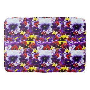 Celebration Of Multi Coloured Pansies, Bath Mat