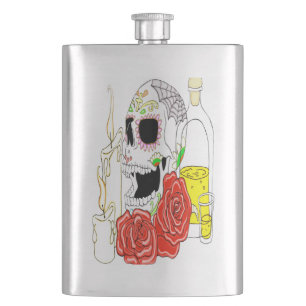 Celebration of the Dead Sugar Skull Hip Flask