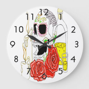 Celebration Of The Dead Sugar Skull Large Clock