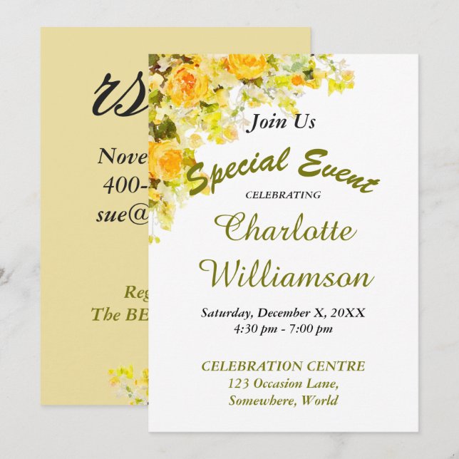 CELEBRATION PARTY EVENT INVITE (Front/Back)