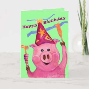 Celebration Pig Birthday Card