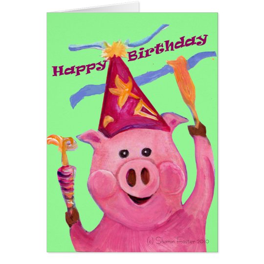 Celebration Pig Birthday Card
