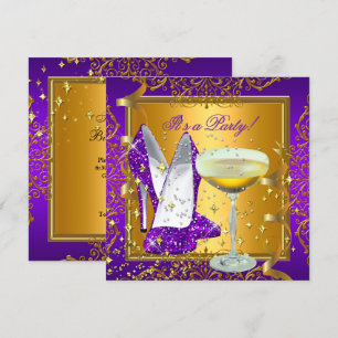Celebration Purple Champagne Royal Gold Party Invitation