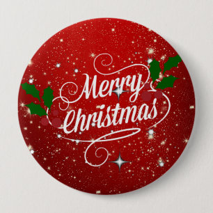 Celebration Red, Merry Christmas 10 Cm Round Badge