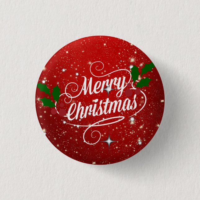Celebration Red, Merry Christmas, 3 Cm Round Badge (Front)