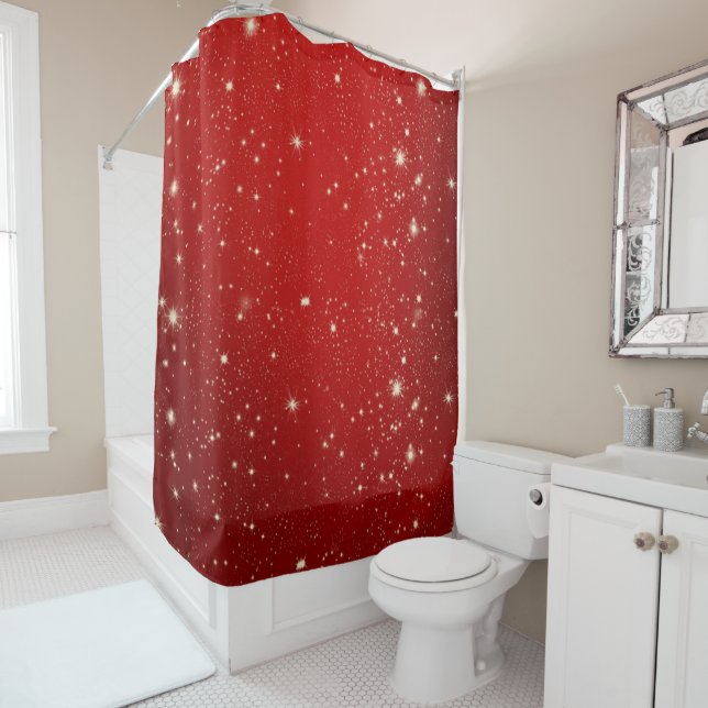 Celebration Red Shower Curtain (In Situ)