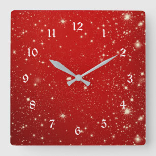 Celebration red square wall clock