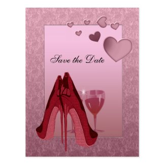 Celebration Red Stiletto and Pink Hearts Postcard