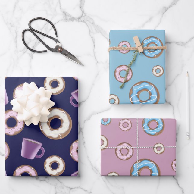 Celebration set Mug Coffee Sweet Doughnuts Wrapping Paper Sheet (Front)