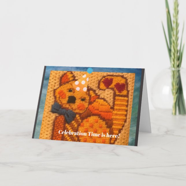 Celebration time Happy Cat Birthday Card (Front)