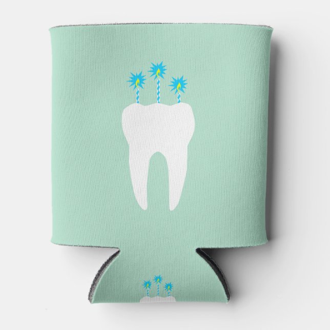 Celebration Tooth with Candles Can Cooler (Front)