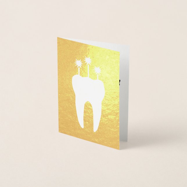 Celebration Tooth with Candles Foil Card (Front)