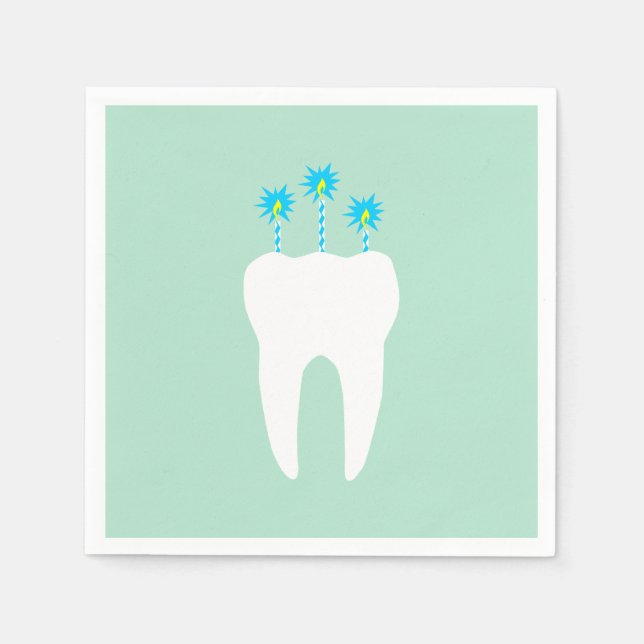 Celebration Tooth with Candles Napkin (Front)