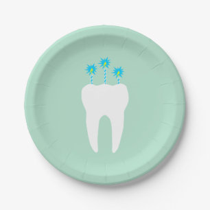 Celebration Tooth with Candles Paper Plate