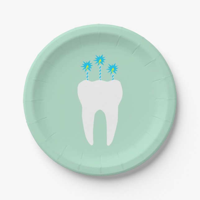 Celebration Tooth with Candles Paper Plate (Front)