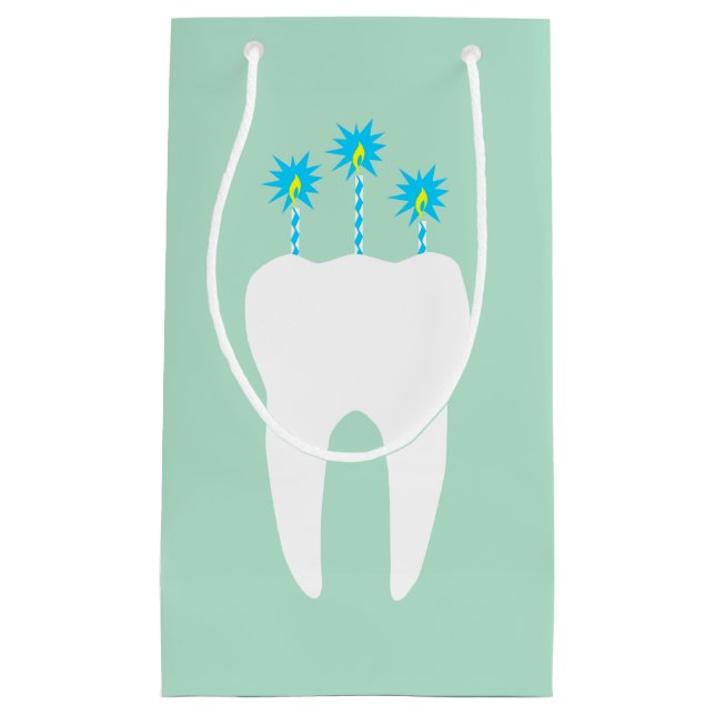 Celebration Tooth with Candles Small Gift Bag (Front)