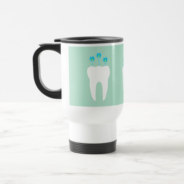 Celebration Tooth with Candles Travel Mug (Left)