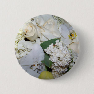 Celebration,White Roses & Orchies_ 6 Cm Round Badge