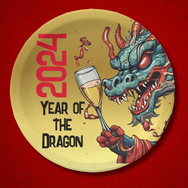 Celebration Year of the Dragon Chinese New Year Paper Plate (Creator Uploaded)