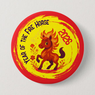 Celebration Year of the Horse Chinese New Year 7.5 Cm Round Badge