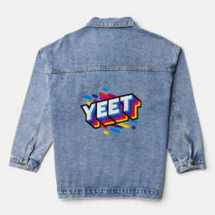 Celebration Yeet   Kid's Trendy Meme Slogan Yeetin Denim Jacket