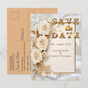 Celebrations with White Flowers around silk Announcement Postcard