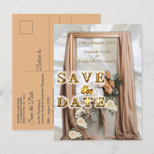 Celebrations with White Flowers around silk Announcement Postcard