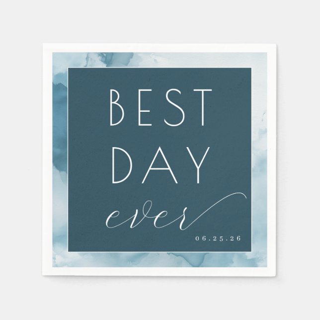 Celebratory Blue Watercolor Napkin (Front)