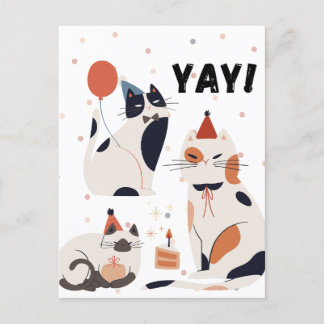 "Celebratory Cats Party Card" Postcard
