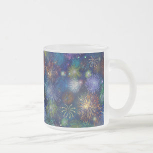 Celebratory Fireworks Frosted Glass Coffee Mug