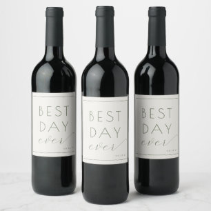 Celebratory Green Calligraphy Wine Label
