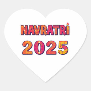 Celebratory “NAVRATRI 2025” Colorful Typography  Heart Sticker