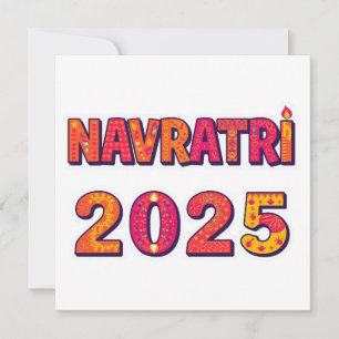 Celebratory “NAVRATRI 2025” Colourful Typography  Invitation