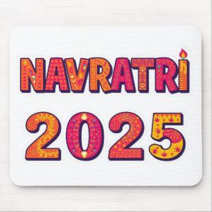 Celebratory “NAVRATRI 2025” Colourful Typography  Mouse Mat