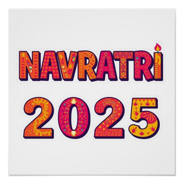 Celebratory “NAVRATRI 2025” Colourful Typography  Poster (Front)