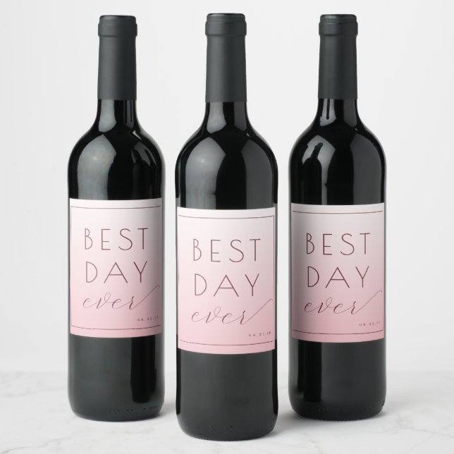 Celebratory Pink Calligraphy Wine Label (Bottles)