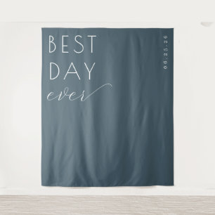 Celebratory Teal Calligraphy Tapestry